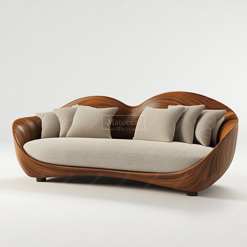 Solid Wood Chenille Fabric 3-Seater Sofa