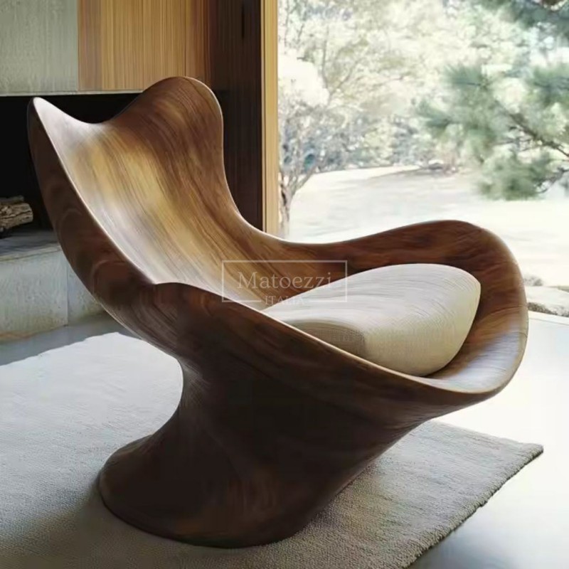 Solid Wood Fabric Single Sofa